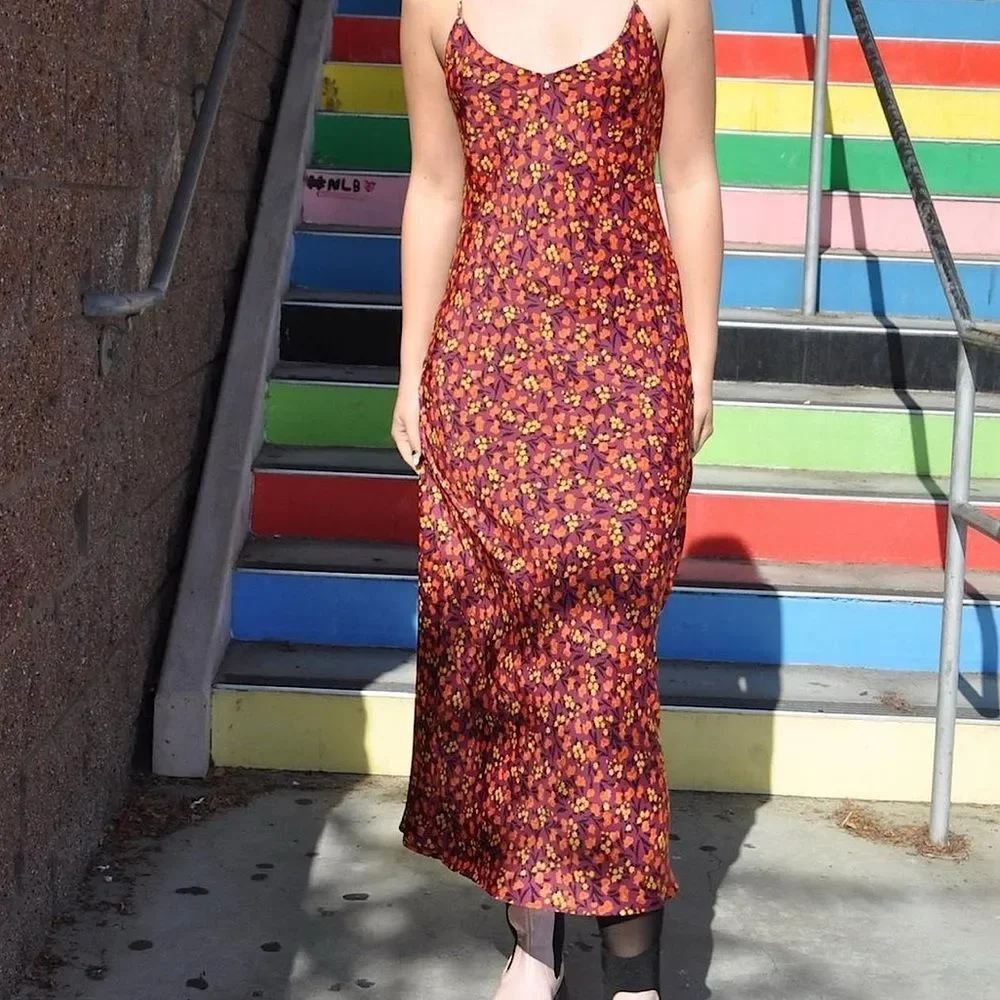 ZARA Floral Maxi Dress Burgundy Floral Size XS • BLOGGER FAVORITE • - Picture 2 of 10